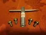 Chrysler Plymouth Dodge Red Mcgard Wire Wheel Cover Key And 4 Lock Complete Set. Fixed Price $100.00.